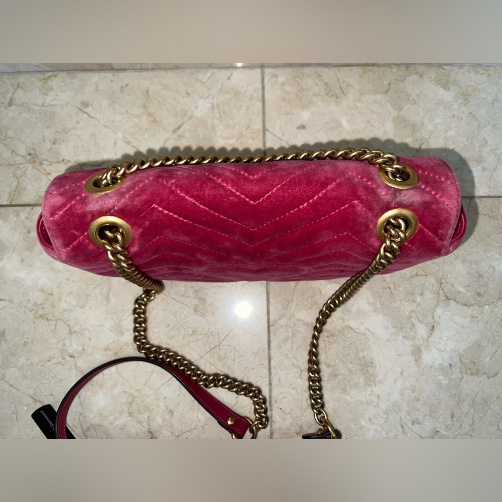 Gucci GG Marmont Velvet Small Bag – Fuchsia Pink | COA - Picture 8 of 11